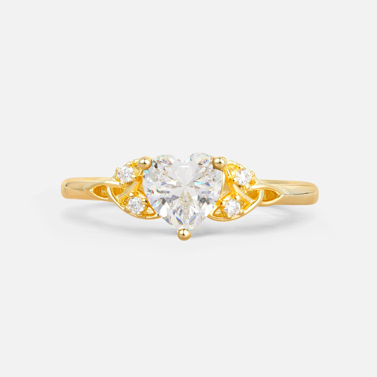 Vintage Heart-Shaped Moissanite Ring with Side Stone