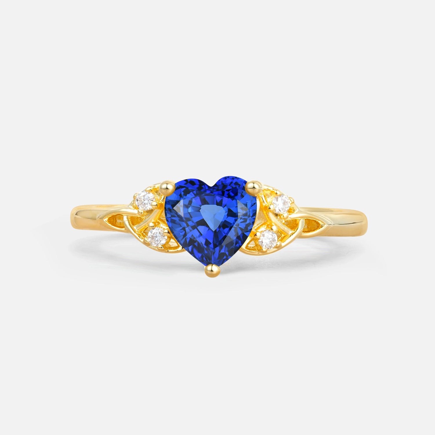 Vintage Heart-Shaped Sapphire Ring with Side Stone
