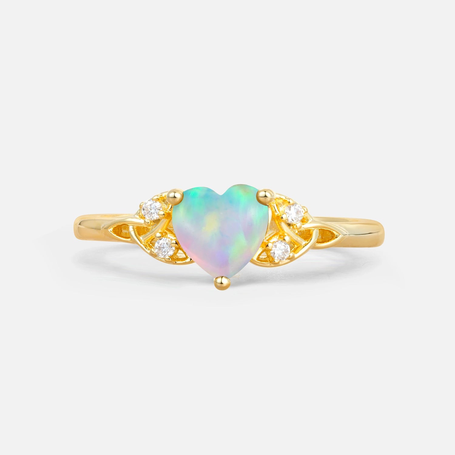 Vintage Heart-Shaped Opal Ring with Side Stone
