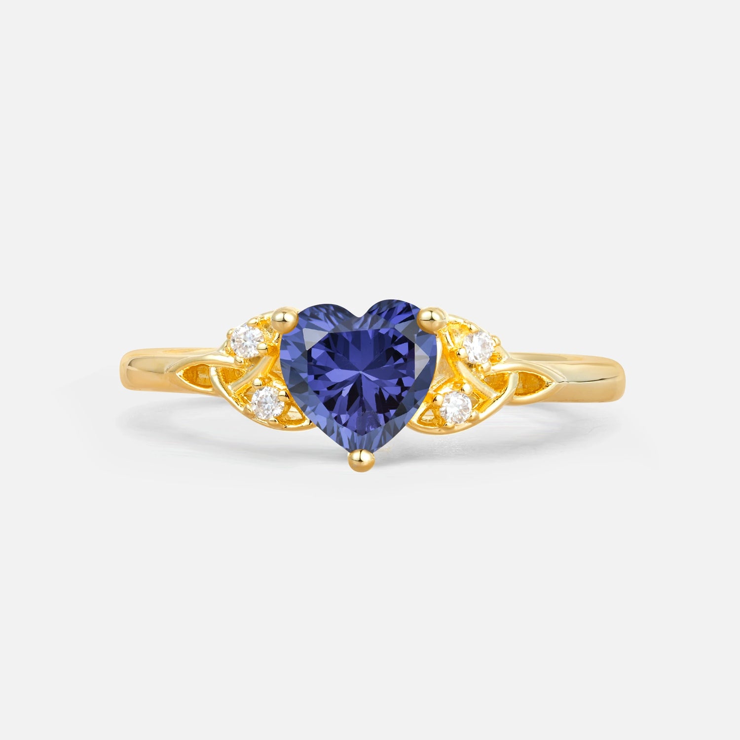 Vintage Heart-Shaped Tanzanite Ring with Side Stone