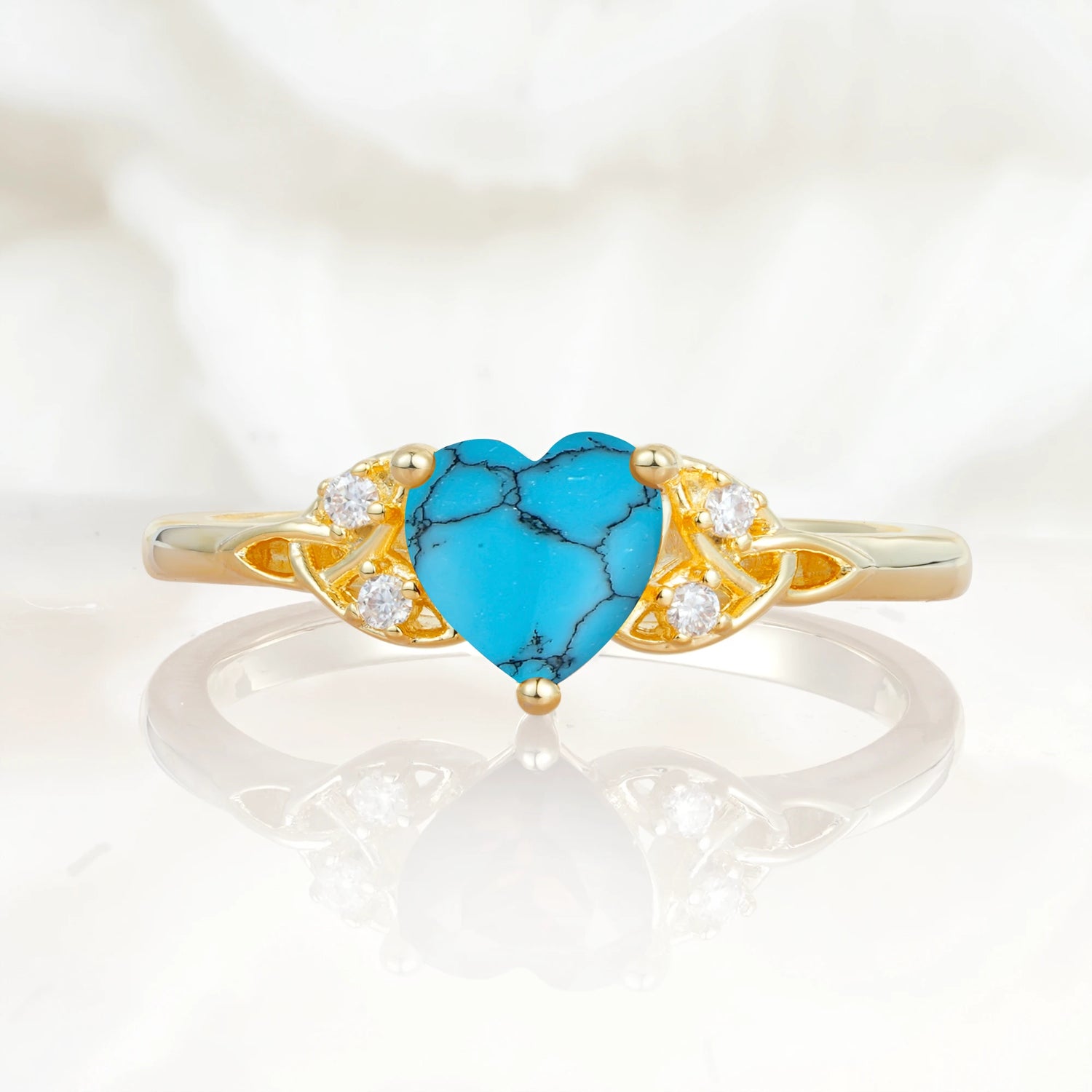 Vintage Heart-Shaped Turquoise Ring with Side Stone