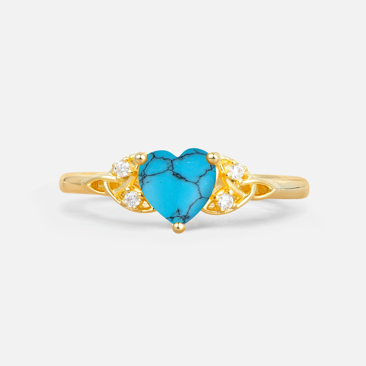 Vintage Heart-Shaped Turquoise Ring with Side Stone