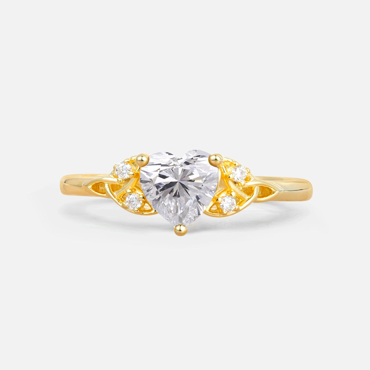 Vintage Heart-Shaped Lab-Grown Diamond Ring with Side Stone