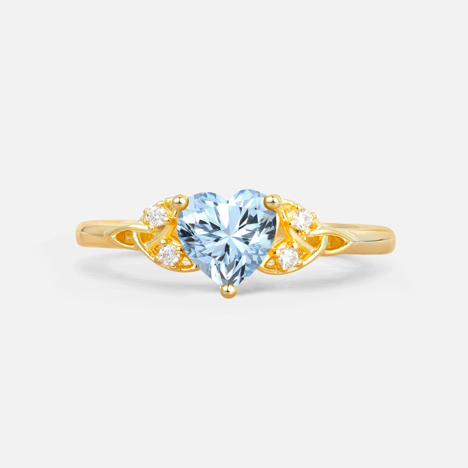 Vintage Heart-Shaped Aquamarine Ring with Side Stone
