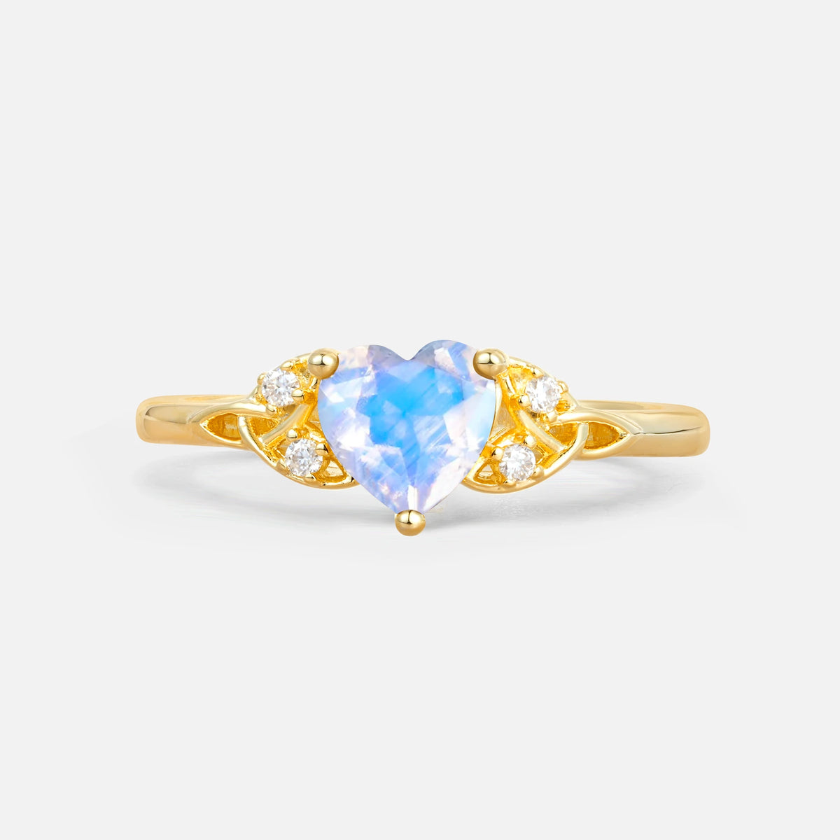 Vintage Heart-Shaped Moonstone Ring with Side Stone