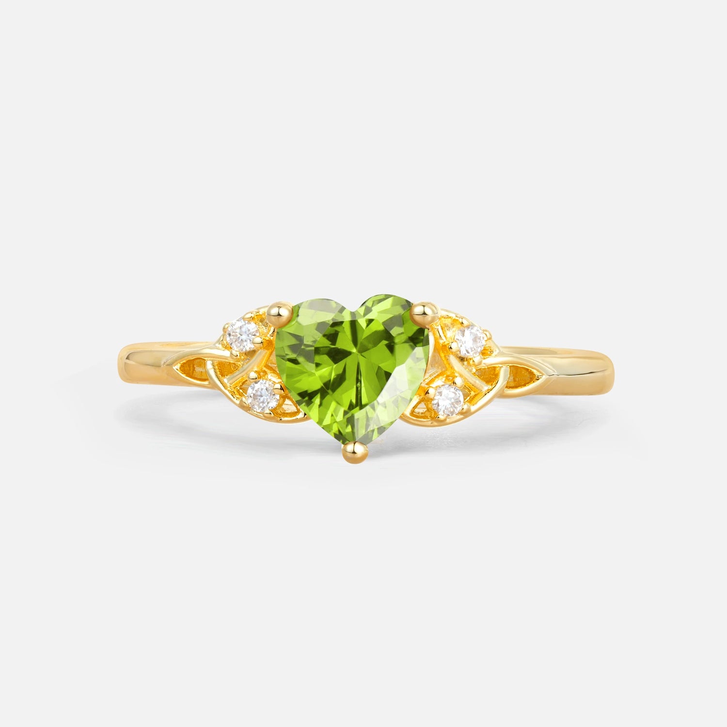Vintage Heart-Shaped Peridot Ring with Side Stone
