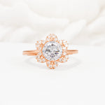 Round Cut Moissanite Floral Cluster Halo Engagement Ring - Additional view