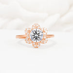 Round Cut Lab Diamond Floral Cluster Halo Engagement Ring - Additional view