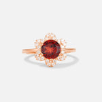 Round Cut Garnet Floral Cluster Halo Engagement Ring - Additional view