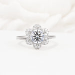 Round Cut Lab Diamond Floral Cluster Halo Engagement Ring - Additional view