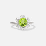 Round Cut Peridot Floral Cluster Halo Engagement Ring - Additional view