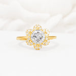 Round Cut Moissanite Floral Cluster Halo Engagement Ring - Additional view