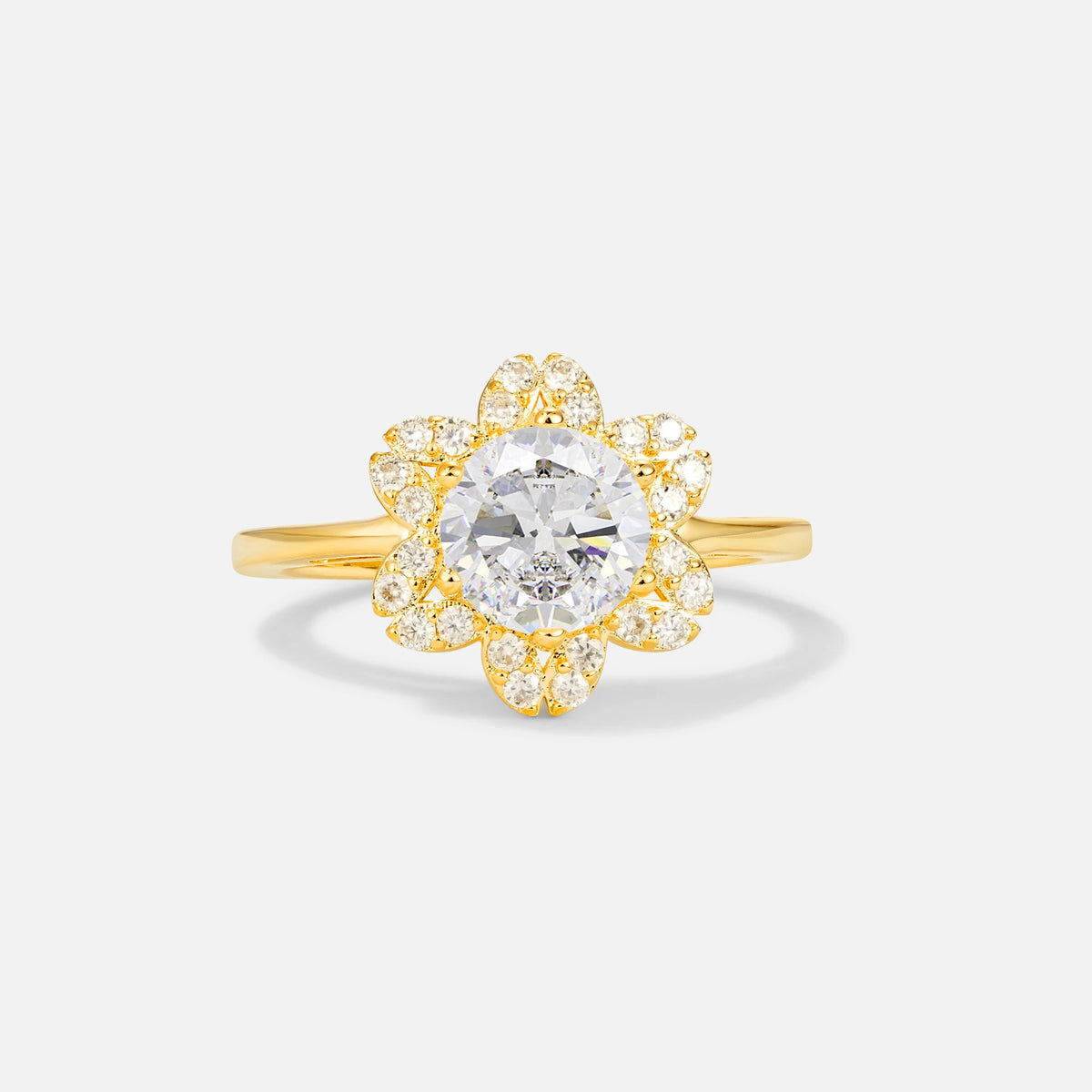 Round Cut Moissanite Floral Cluster Halo Engagement Ring - Additional view