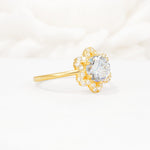 Round Cut Moissanite Floral Cluster Halo Engagement Ring - Additional view