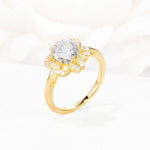 Round Cut Moissanite Floral Cluster Halo Engagement Ring - Additional view