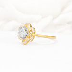 Round Cut Moissanite Floral Cluster Halo Engagement Ring - Additional view