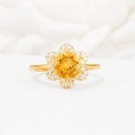 Round Cut Citrine Floral Cluster Halo Engagement Ring - Additional view