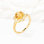 Round Cut Citrine Floral Cluster Halo Engagement Ring - Additional view