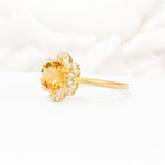Round Cut Citrine Floral Cluster Halo Engagement Ring - Additional view