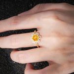 Round Cut Citrine Floral Cluster Halo Engagement Ring - Additional view