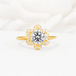 Round Cut Lab Diamond Floral Cluster Halo Engagement Ring - Additional view