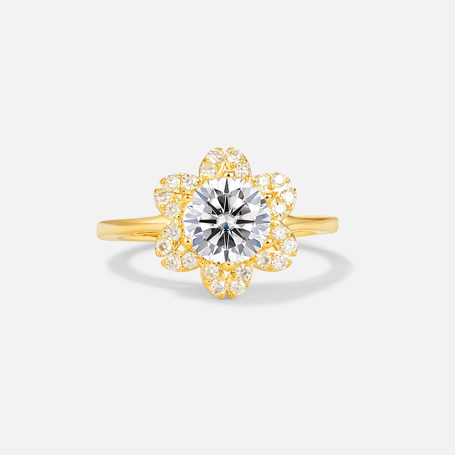 Round Cut Lab Diamond Floral Cluster Halo Engagement Ring - Additional view