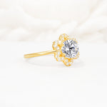 Round Cut Lab Diamond Floral Cluster Halo Engagement Ring - Additional view