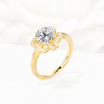 Round Cut Lab Diamond Floral Cluster Halo Engagement Ring - Additional view