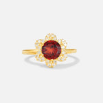 Round Cut Garnet Floral Cluster Halo Engagement Ring - Additional view