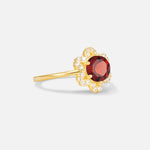 Round Cut Garnet Floral Cluster Halo Engagement Ring - Additional view