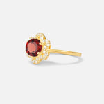 Round Cut Garnet Floral Cluster Halo Engagement Ring - Additional view