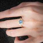 Round Cut Aquamarine Floral Cluster Halo Engagement Ring - Additional view