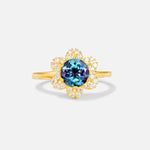 Round Cut Alexandrite Floral Cluster Halo Engagement Ring - Additional view