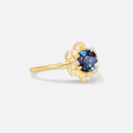 Round Cut Alexandrite Floral Cluster Halo Engagement Ring - Additional view