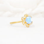 Round Cut Moonstone Floral Cluster Halo Engagement Ring - Additional view