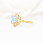 Round Cut Moonstone Floral Cluster Halo Engagement Ring - Additional view