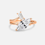 Marquise Cut Lab Diamond Engagement Ring with Baguette Side Stone - Additional view