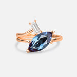 Marquise Cut Alexandrite Engagement Ring with Baguette Side Stone - Additional view
