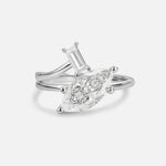 Marquise Cut Moissanite Engagement Ring with Baguette Side Stone - Additional view