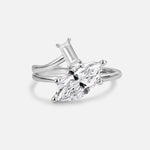 Marquise Cut Lab Diamond Engagement Ring with Baguette Side Stone - Additional view