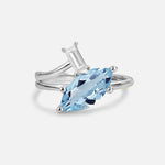 Marquise Cut Aquamarine Engagement Ring with Baguette Side Stone - Additional view
