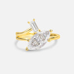 Marquise Cut Moissanite Engagement Ring with Baguette Side Stone - Additional view