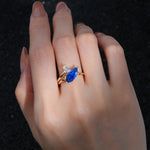 Marquise Cut Sapphire Engagement Ring with Baguette Side Stone - Additional view