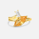Marquise Cut Citrine Engagement Ring with Baguette Side Stone - Additional view