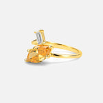 Marquise Cut Citrine Engagement Ring with Baguette Side Stone - Additional view