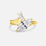 Marquise Cut Lab Diamond Engagement Ring with Baguette Side Stone - Additional view