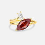 Marquise Cut Garnet Engagement Ring with Baguette Side Stone - Additional view