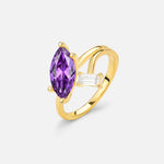 Marquise Cut Amethyst Engagement Ring with Baguette Side Stone - Additional view