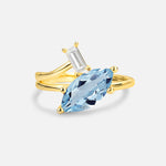Marquise Cut Aquamarine Engagement Ring with Baguette Side Stone - Additional view