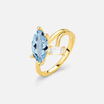 Marquise Cut Aquamarine Engagement Ring with Baguette Side Stone - Additional view